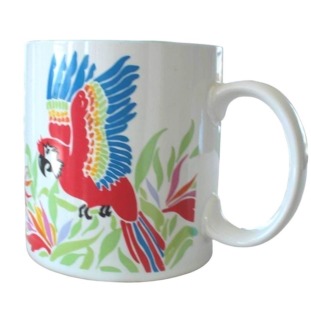 Russ Berrie Vintage Tropical Parrot Bird Coffee Mug Teal Interior